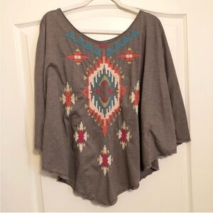 Johnny Was JW Los Angeles Wild Winds Embroidered Poncho Top